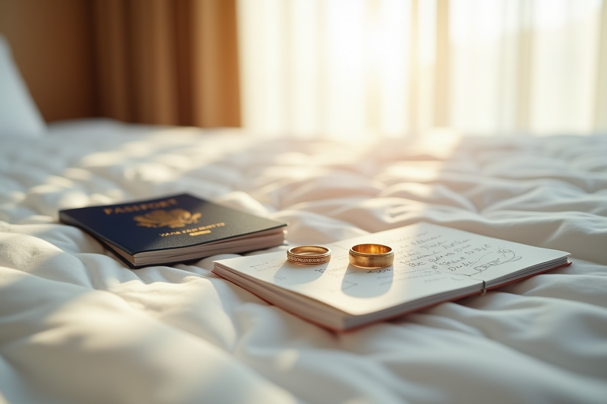 Alliances et passeports sur lit d