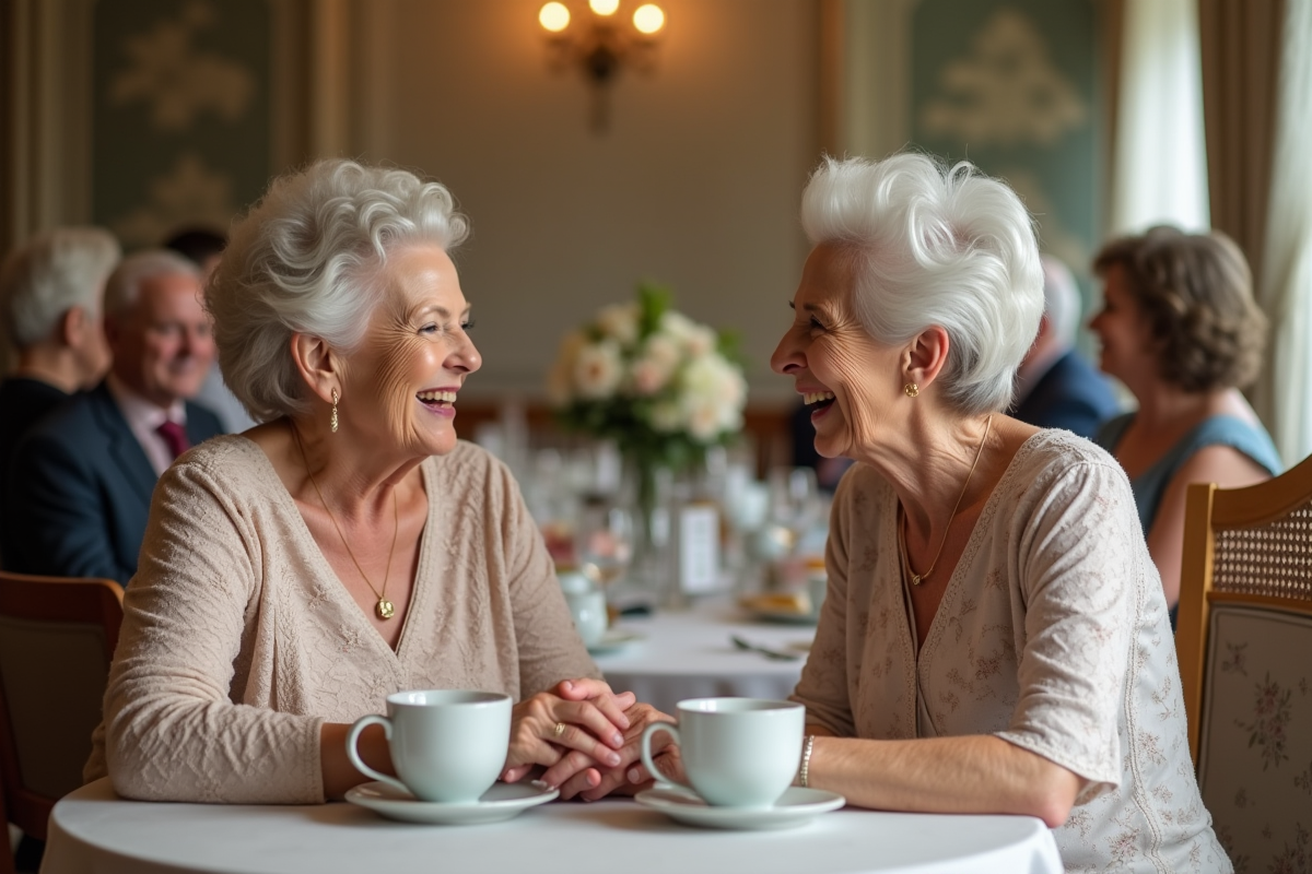 Deux femmes âgées riant autour d