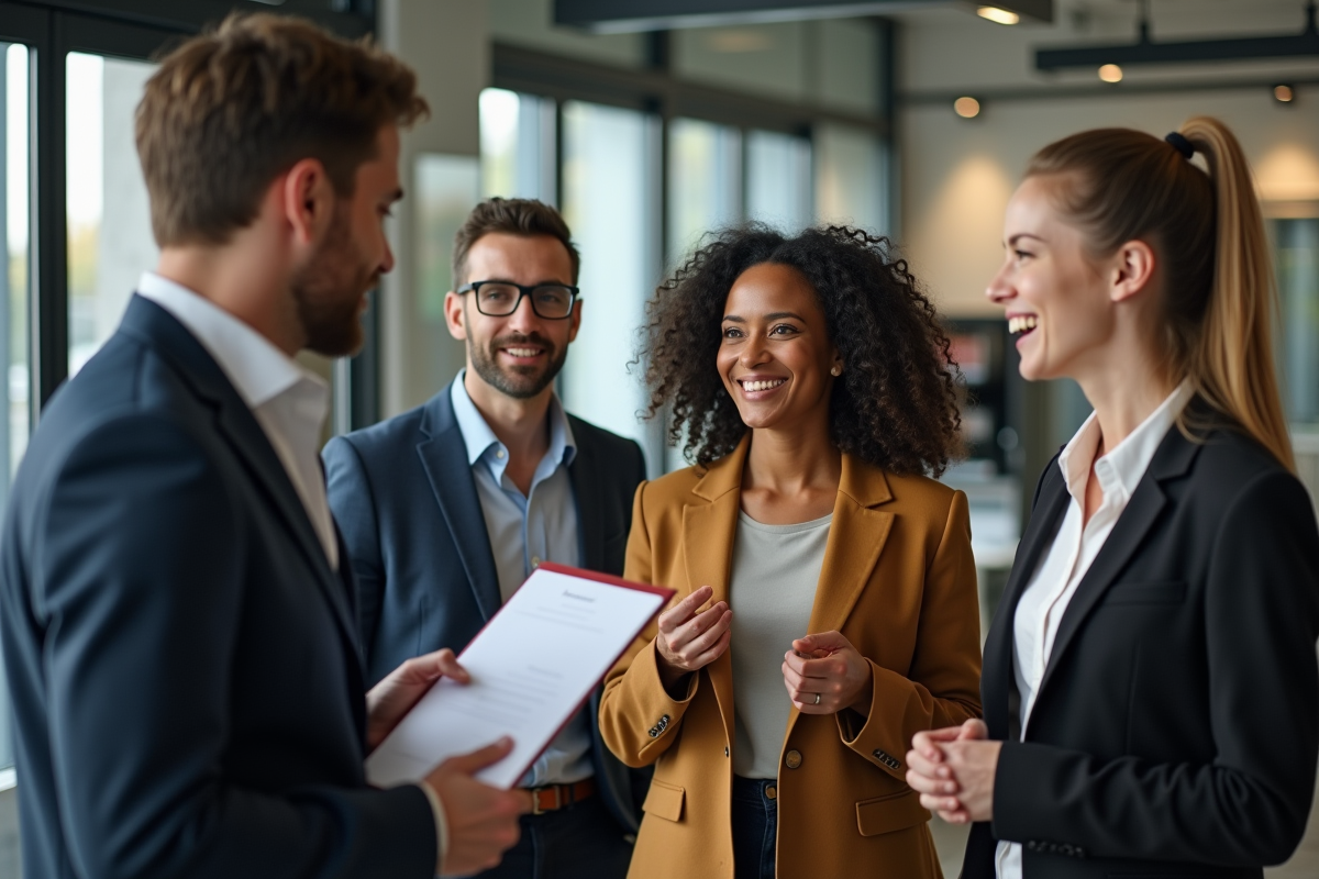 Collegues en team building dans un espace de bureau moderne