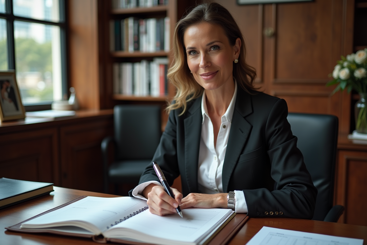 Organisatrice de mariage expérimentée dans son bureau