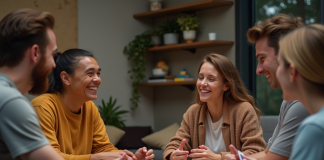 Jeunes adultes jouent à un jeu de société convivial