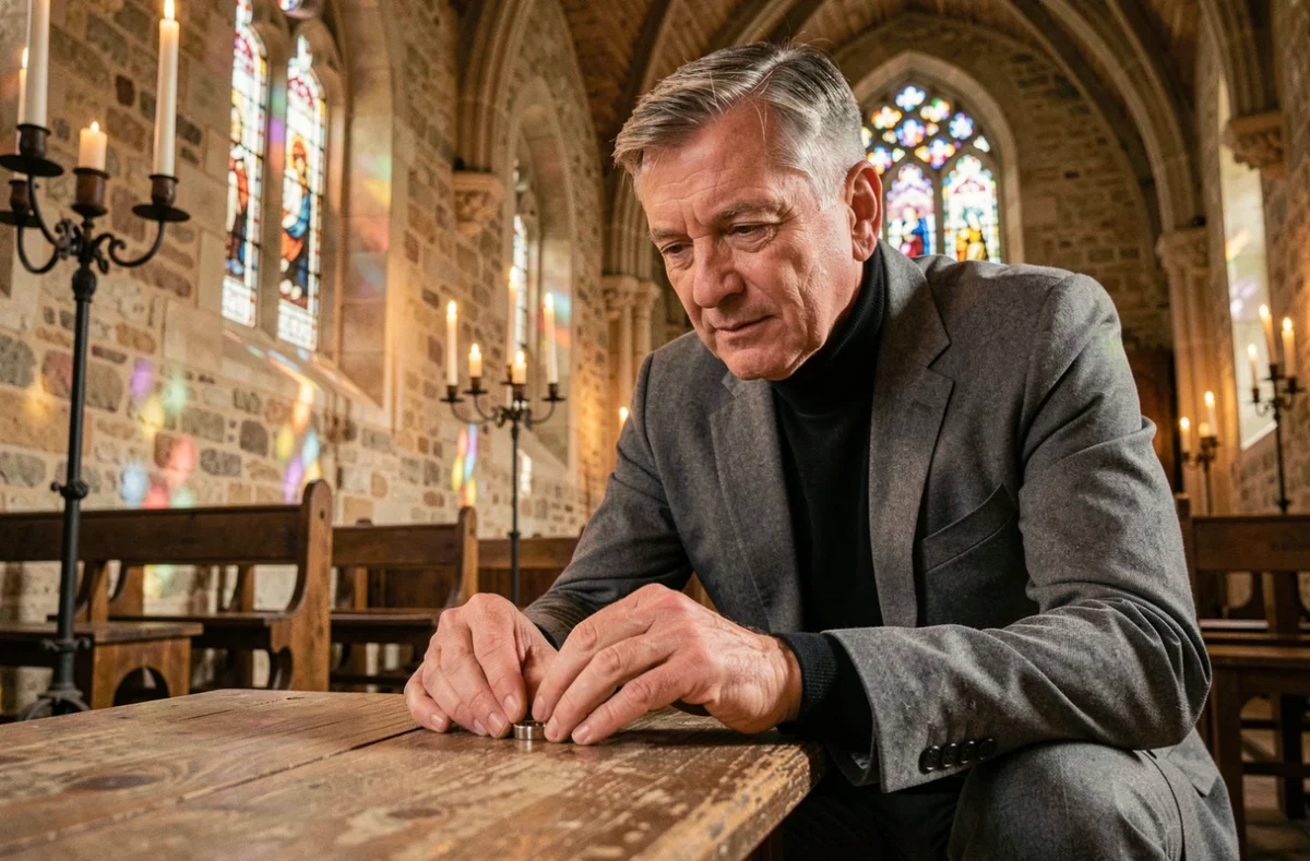 Jean-Baptiste Paye photographiant des alliances en gros plan dans une chapelle provençale historique