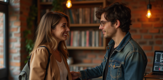 Conseils pour échanger avec un DJ : les astuces à connaître Jeune femme en blazer parle avec un DJ en lounge urbain