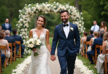 Ambiance mariage : astuces pour créer une atmosphère inoubliable Jeune couple de mariés dans un jardin élégant