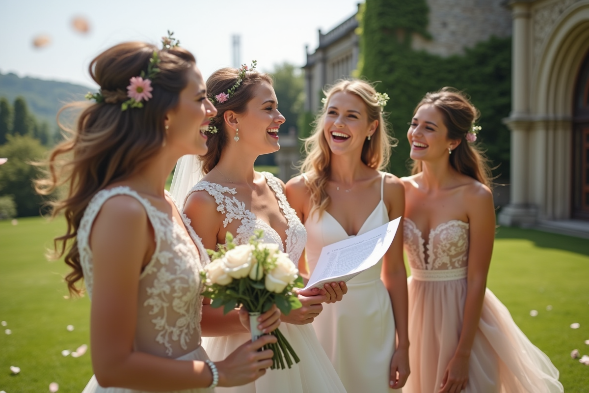 Femme et amies riant en plein air lors d