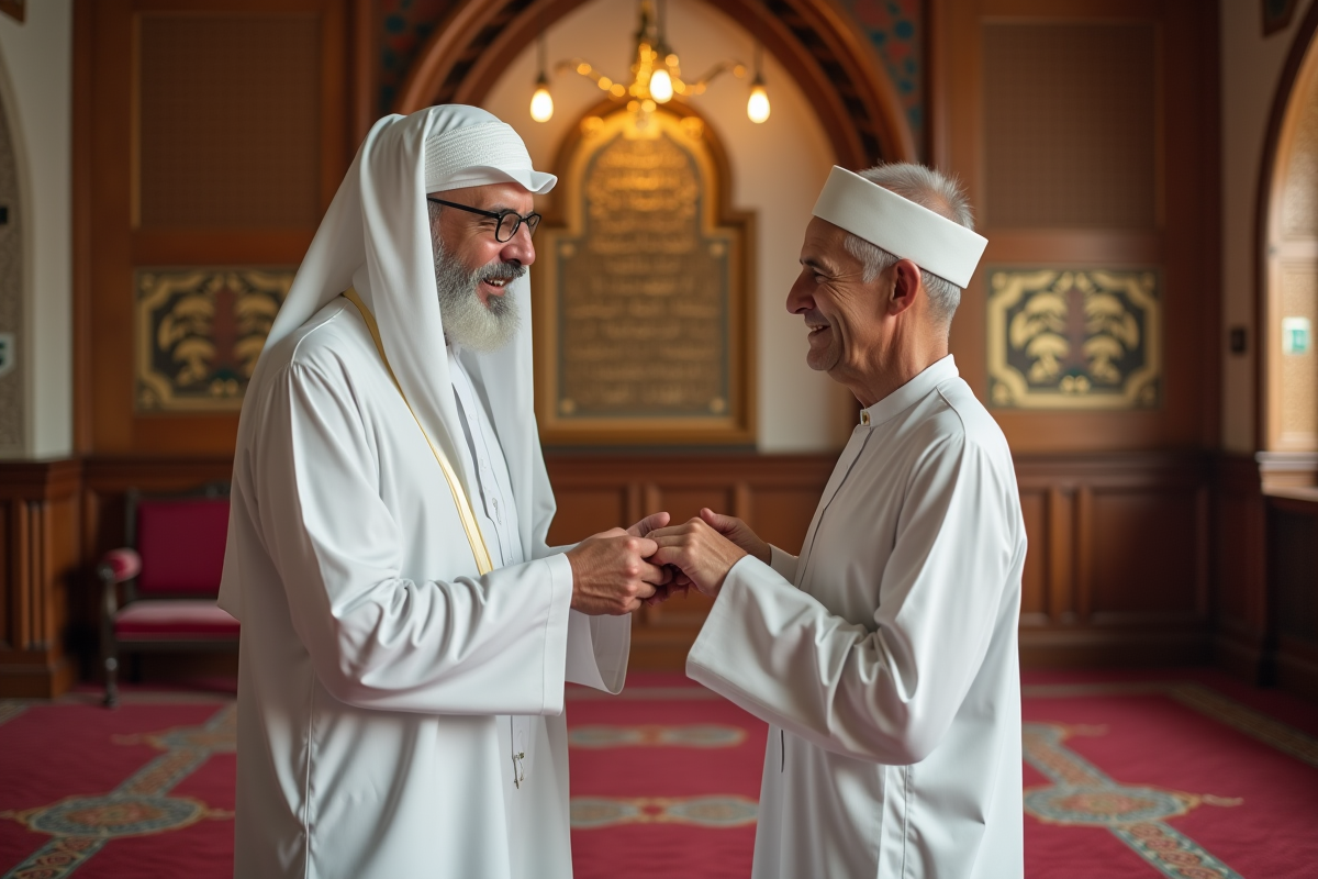 Imam musulman célébrant un Nikkah dans une mosquée chaleureuse