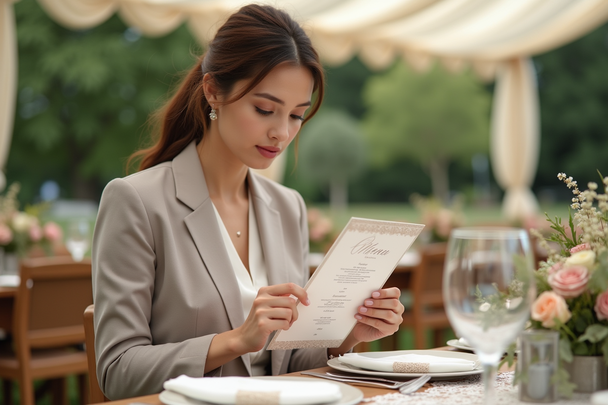 Organisatrice ajustant un menu lors d