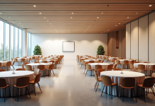 Salle de conférence moderne avec lumière naturelle