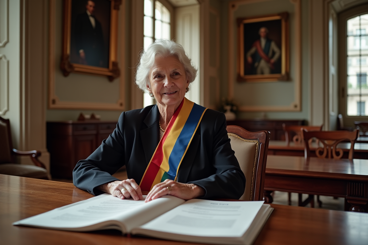 Secretaire civile en mairie triant des documents officiels